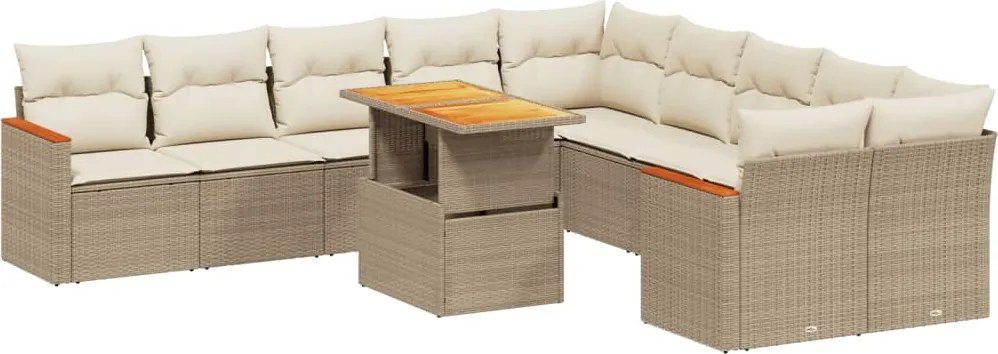 vidaXL Set canapele de grădină cu perne, 11 piese, bej, poliratan