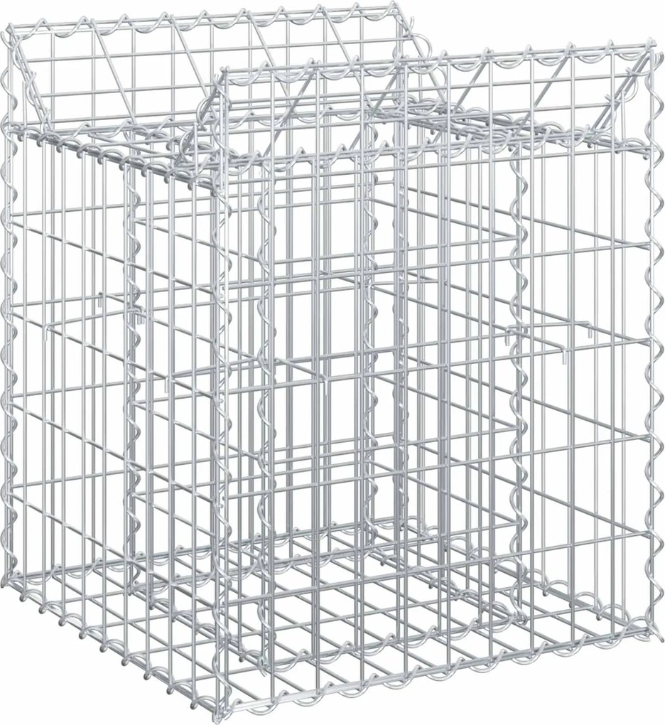 vidaXL Pat ridicat din gabion Argintiu 50 x 50 x 60 cm Oțel Galvanizat