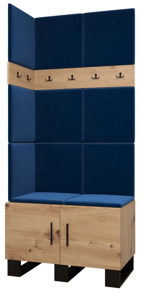 Set mobilier pentru hol Amanda 11 (Stejar artisan + Albastru). 1085952
