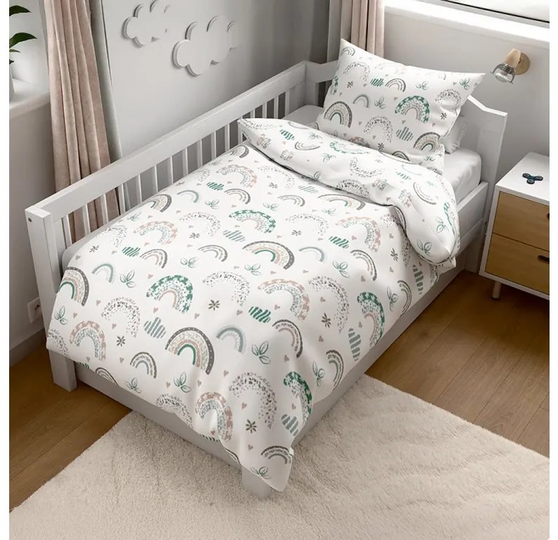 Lenjerie de pat din crep pentru patut Renforce RAINUBI alb. Dimensiune lenjerie de pat: 45 x 65 cm | 90 x 140 cm