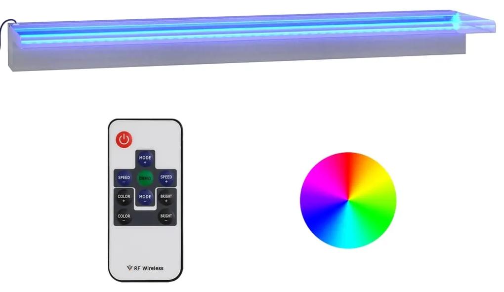 Deversor de cascada cu LED-uri RGB, 90 cm, otel inoxidabil 90 x 21 x 8 cm