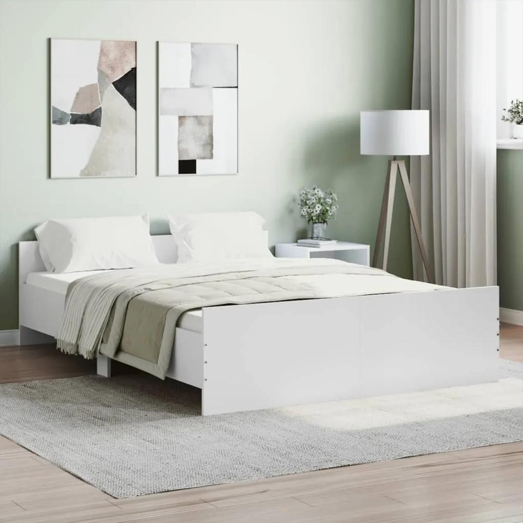 3203789 vidaXL Cadru de pat cu tăblie, alb, 135x190 cm
