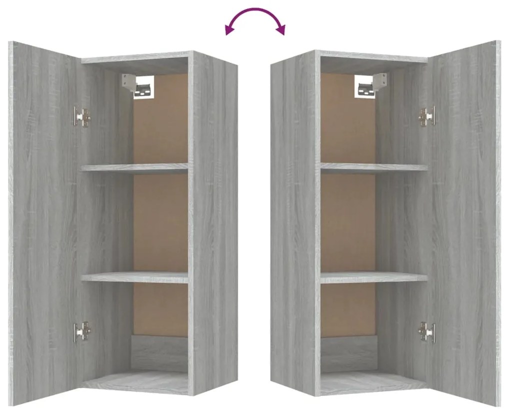 Dulap perete suspendat gri sonoma 34,5x34x90 cm lemn compozit 1, sonoma gri