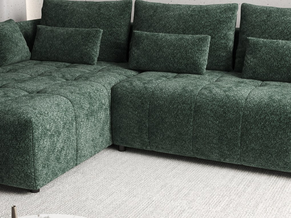 Colțar extensibil dumonde cu ladă de depozitare si sezut confortabil din spuma high-density, Malta Euphoria Green II 235x185 cm