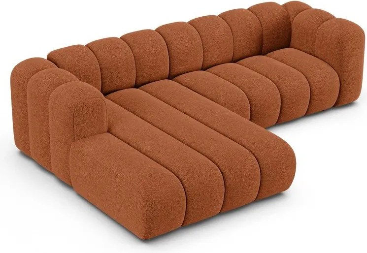 Colțar cărămiziu cu tapițerie din chenille (cu colț pe partea stângă/cu șezlong) Lupine – Micadoni