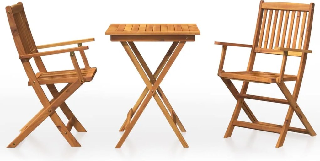 vidaXL Set mobilier grădină pliabil, 3 piese, lemn masiv acacia