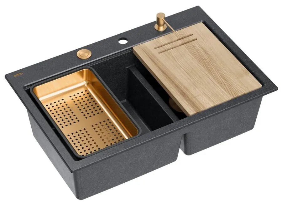 Statie de lucru incastrata Quadron Unique Marc 120 negru diamant - cupru 76x50 cm