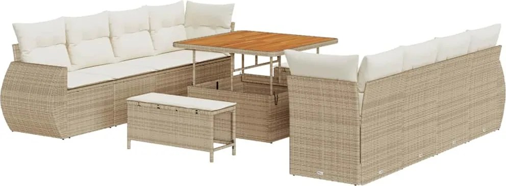 vidaXL Set de canapele pentru grădină 11 pcs Bej Rattan poli