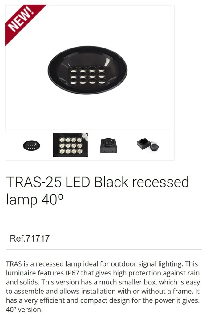 Spot LED incastrabil de exterior orientabil 40º TRAS 25W
