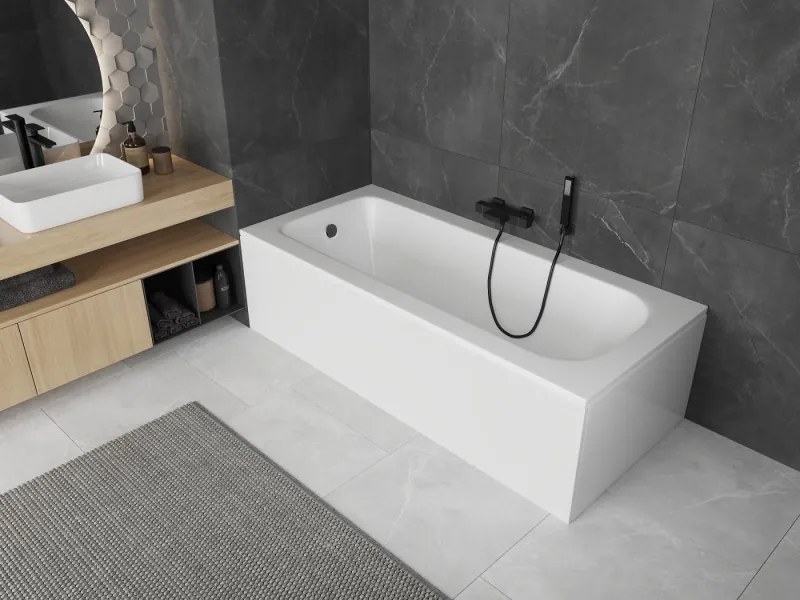 Mexen Vega cada dreptunghiulară 150 x 70 cm cu panou, albă - 55011507000X