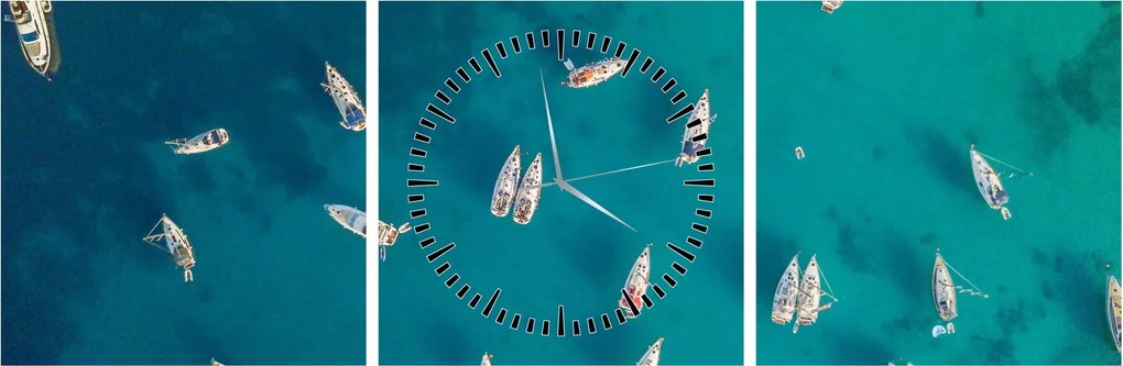 Tablou - Sailboats (cu ceas) (90x30 cm)