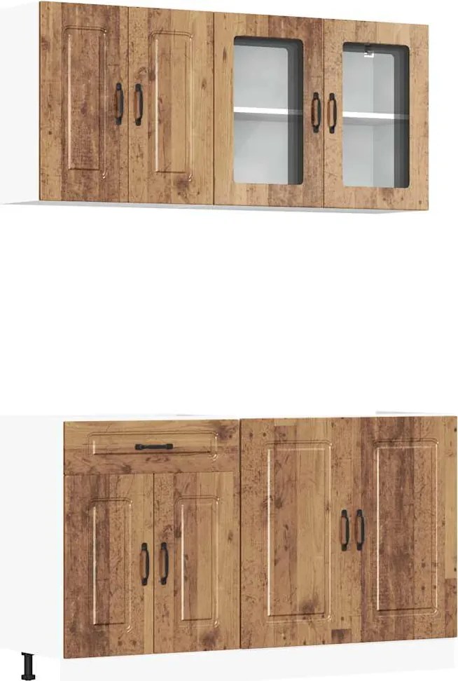 vidaXL Set de dulapuri de bucătărie 4 piese „Kalmar” Lemn vechi lemn