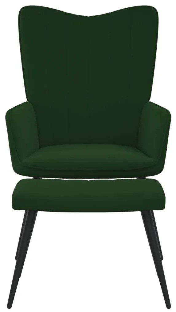 327690 vidaXL Scaun de relaxare cu taburet, verde închis, catifea