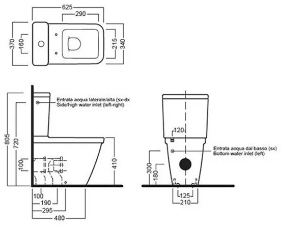 Vas WC stativ, Hatria, Erika Pro Q, back-to-wall, monobloc, alb