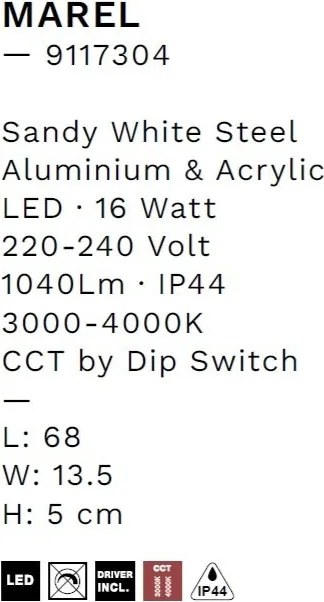 Aplica de perete LED baie IP44 MAREL alba