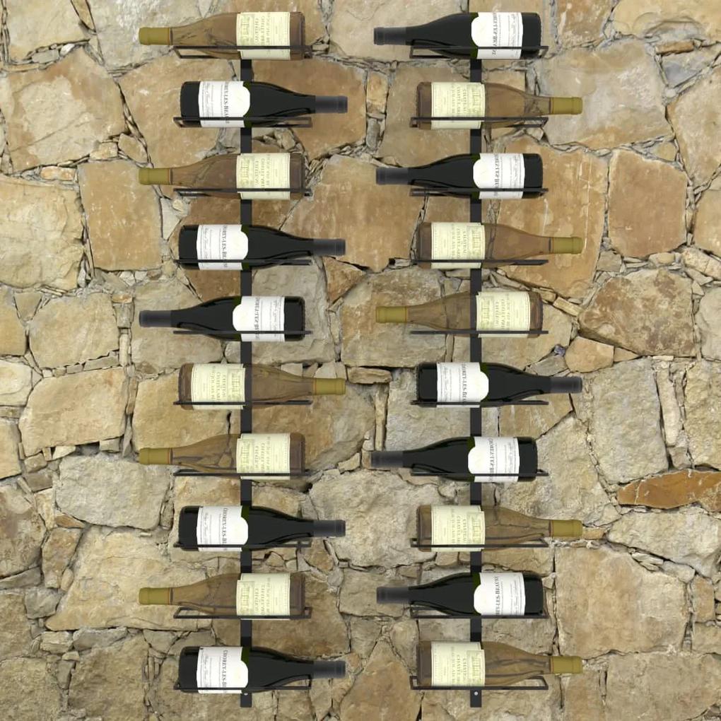 Suporturi sticle de vin de perete 20 sticle 2 buc. negru metal Negru, 2, 10