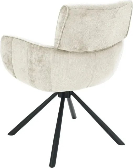 Set de 2 scaune pivotante, Metal Negru, Chenille Sampanie, UNIQUE A-46322 VC