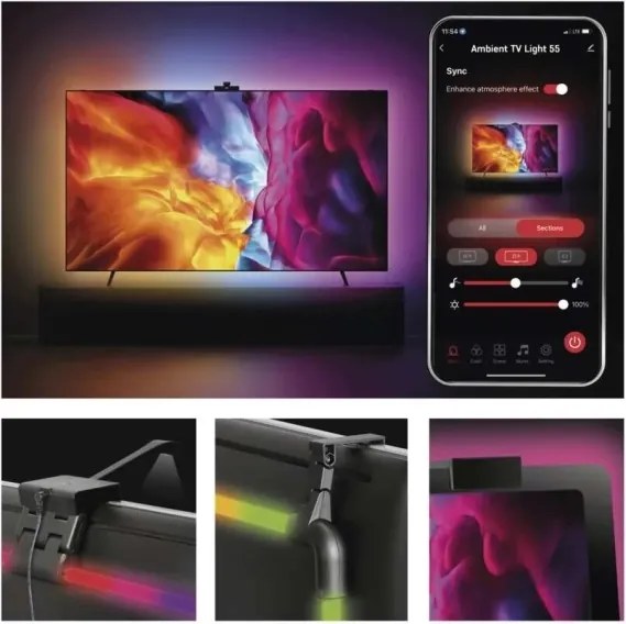 Bandă LED RGBIC dimabilă pentru televizor GoSmart LED/24W/230V 55“