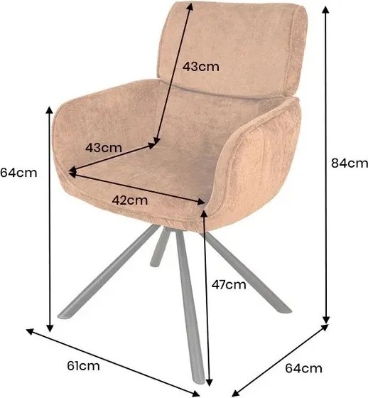 Set de 2 scaune pivotante, Metal Negru, Chenille Maro, UNIQUE A-46319 VC