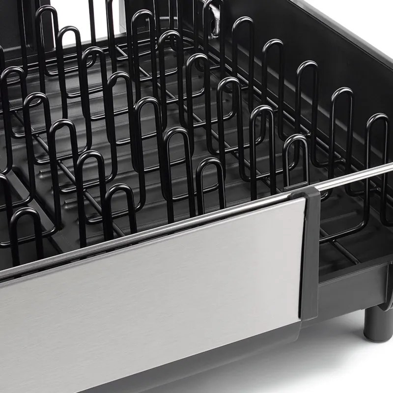 Uscator de vase Joseph Joseph Extend Steel Plus 6500040, Pana la 16 piese, Extensibil, Sine pentru pahare, Scurgere, Demontabil, Otel inoxidabil, Negru