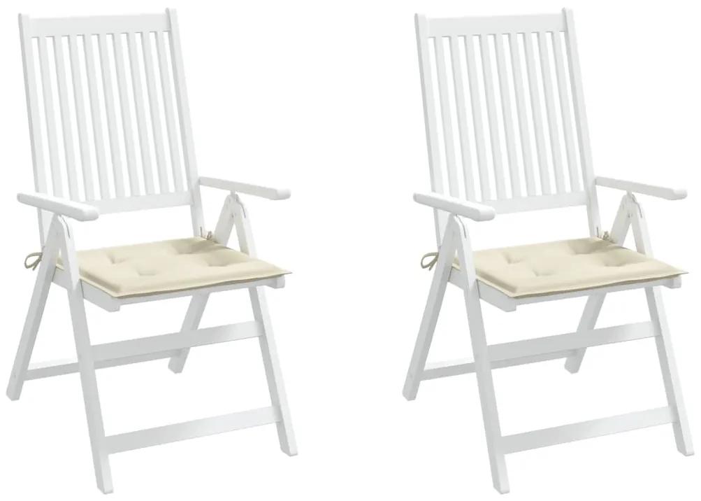 Perne scaun de gradina, 2 buc., crem, 40x40x3 cm, textil 2, Crem, 40 x 40 x 3 cm