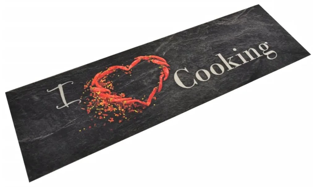vidaXL Covor de bucătărie lavabil Cooking, negru, 45x150 cm, catifea