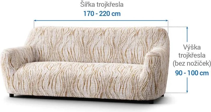 Gaico Huse bielastice UNIVERSO NOU bej cu dungi fotoliu triplu (l. 170 - 220 cm)
