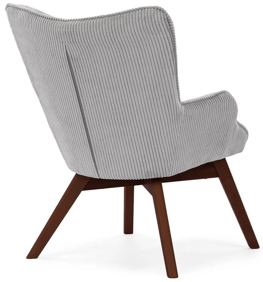 Fotoliu gri cu tapițerie din catifea reiată Niko – Ropez