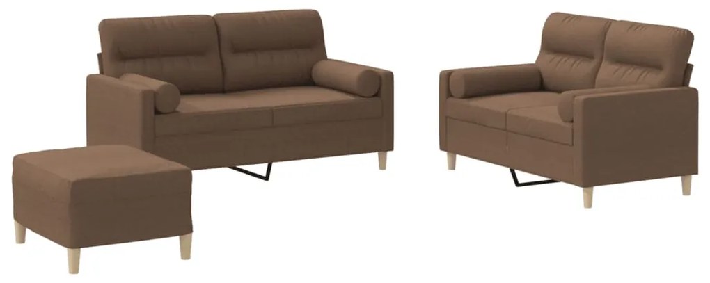 3201595 vidaXL Set de canapele cu perne, 3 piese, maro, textil