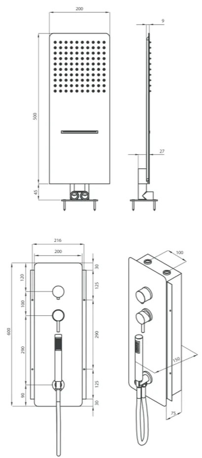 Set de dus incastrat culoare crom Deante, Slim Line