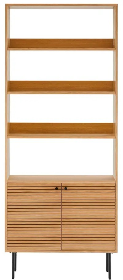Bibliotecă în culoare naturală cu aspect de lemn de stejar 80x200 cm Kyoto – House Nordic