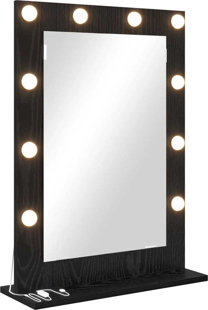 vidaXL Oglindă de toaletă Dreptunghiular Stejar Negru 70 x 50 x 18 cm