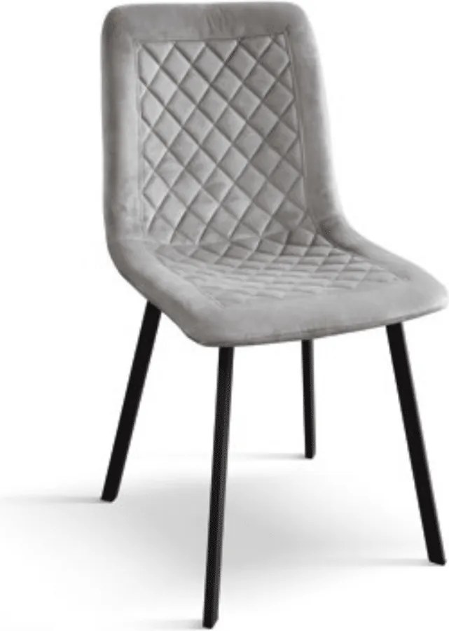 SET 4 Scaune Slim, structura metalica, catifea - STANDARD - NEGRU - GRI - CATIFEA