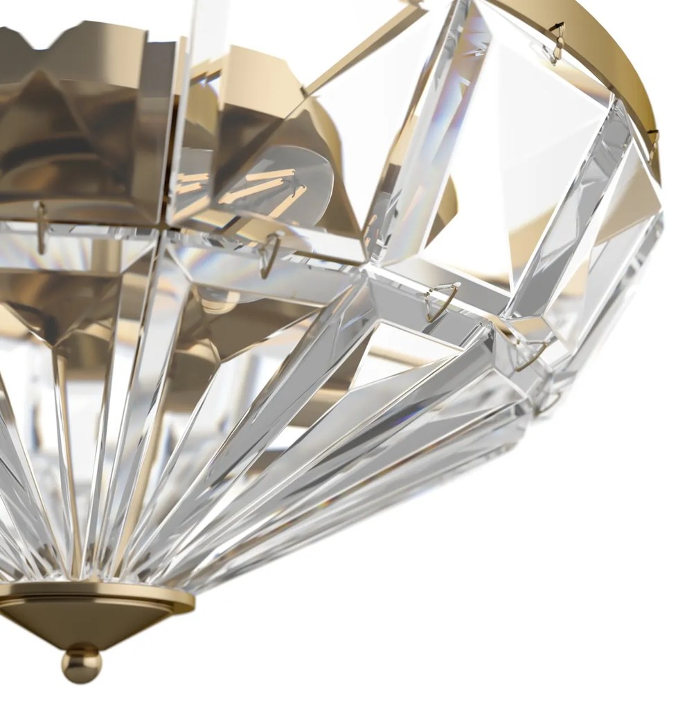 Lustra aplicata design neoclasic Facet auriu, diametru 48,6cm