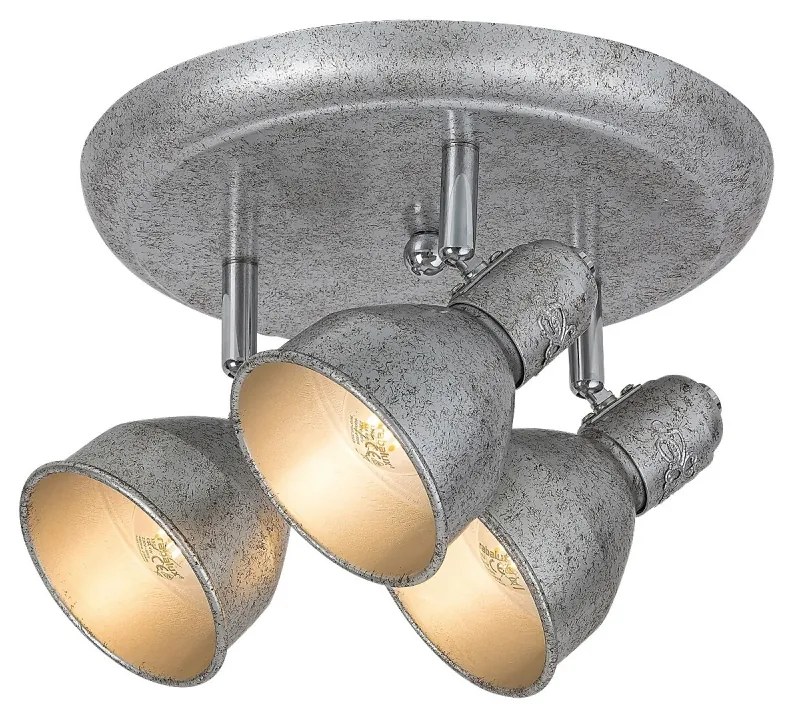 Lustra aplicata cu 3 spoturi design industrial THELMA silver antic 5388 RX