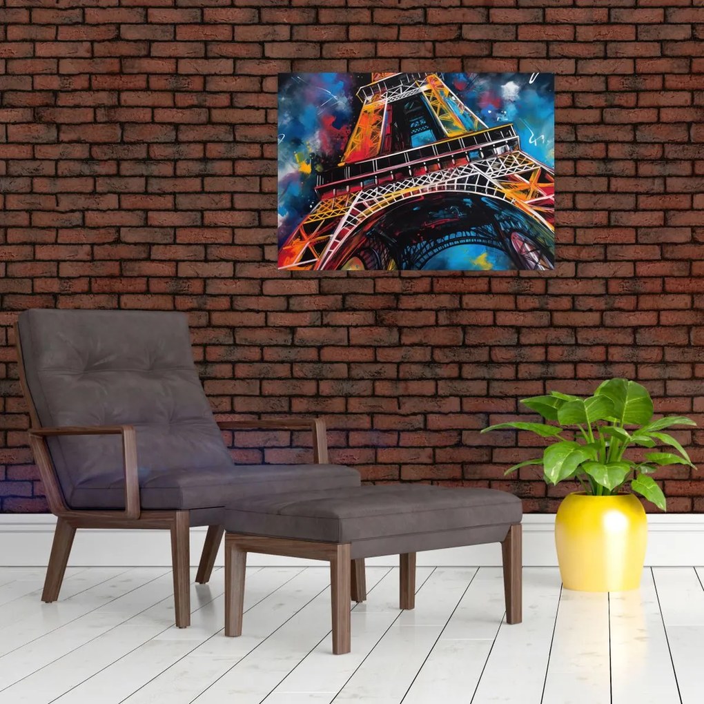 Tablou pe sticlă - Pictură a Turnului Eiffel II. (70x50 cm)