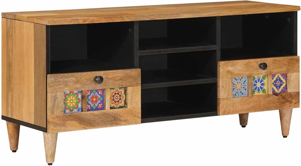 vidaXL Cabinet TV natural 100 x 33,5 x 46 cm Lemn de mango solid