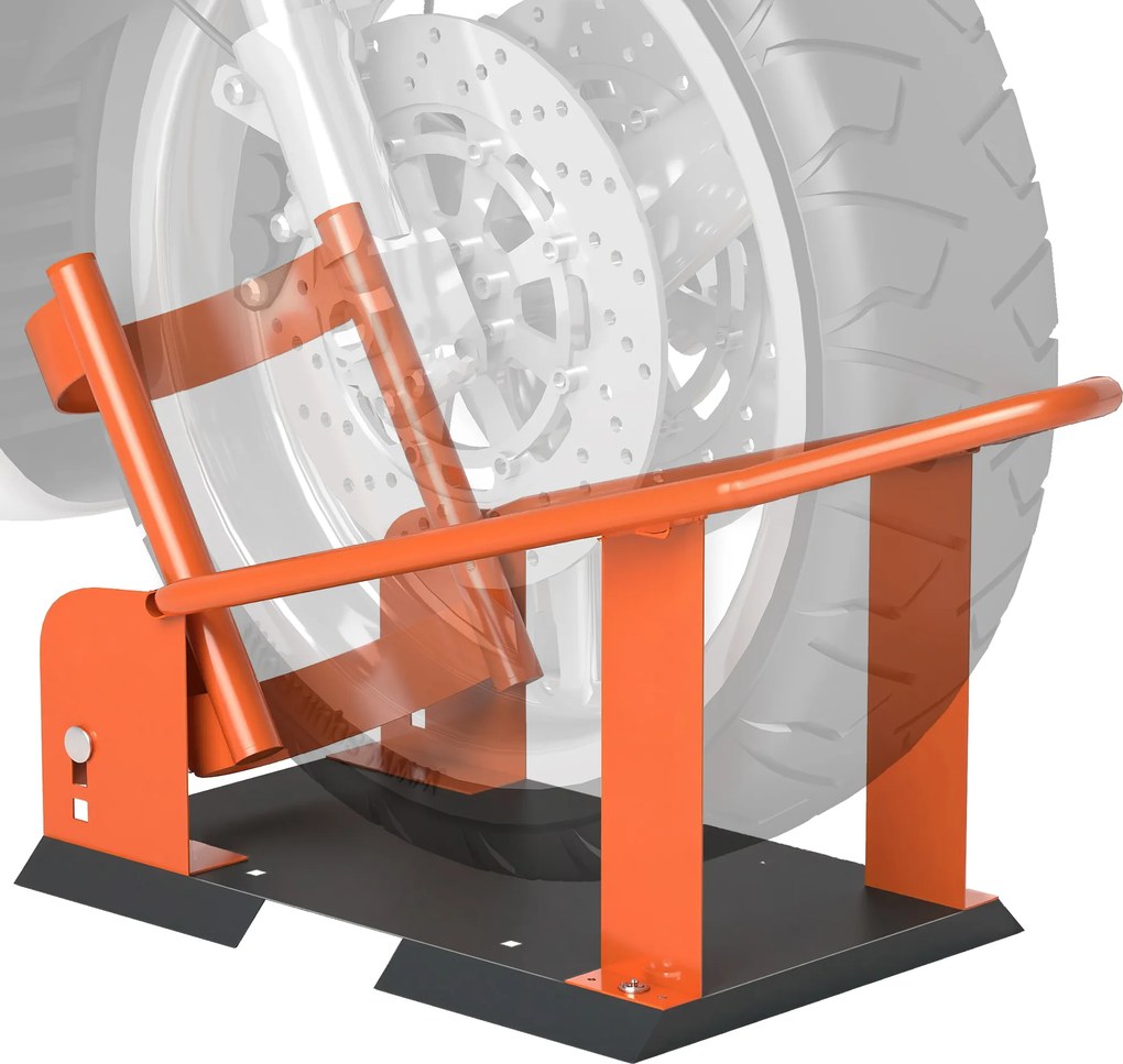 HOMCOM Suport motocicletă pentru roți 38,1-53,34 cm, 381-533,4 mm roată față, suport reglabil 816,5 kg Portocaliu | Aosom Romania