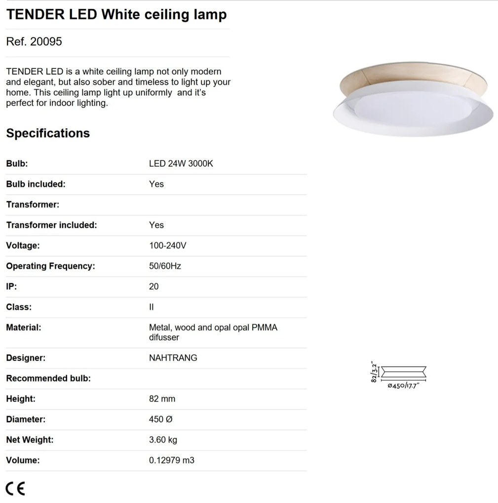 Lustra / Plafoniera LED design modern 45cm TENDER alba