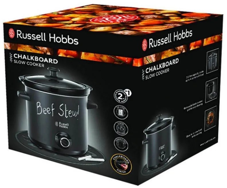 Slow cooker Russell Hobbs 24180-56 Tabla, 3,5 litri, Vas din ceramica, 3 programe, Negru