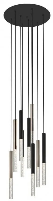 Lustra LED design minimalist cu 9 pendule One, negru mat/ french gold