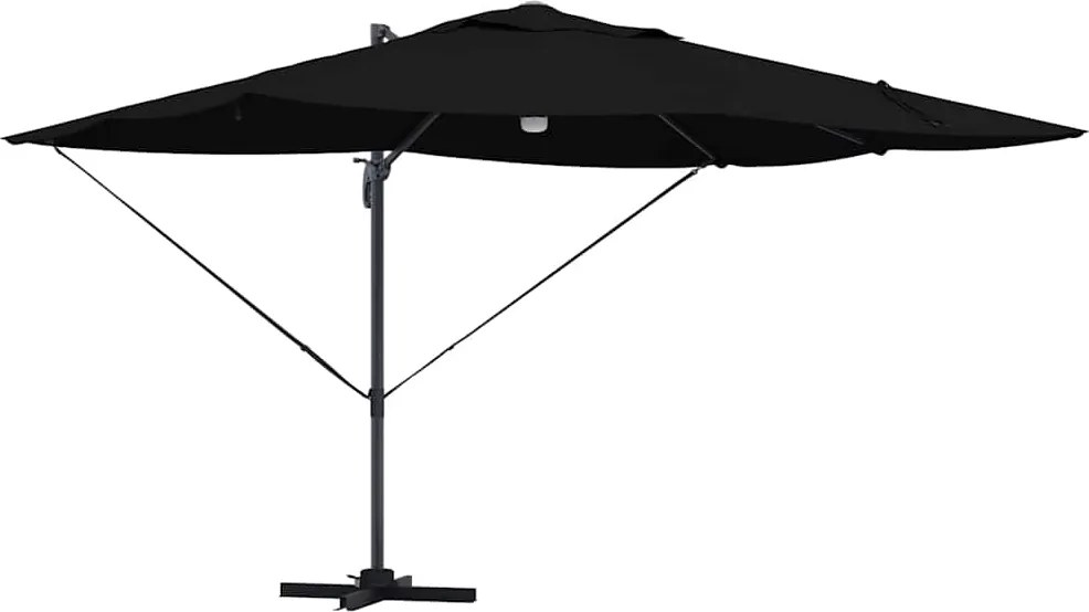 vidaXL Umbrelă de soare Negru 351 x 250 x 253 cm Poliester și Aluminiu