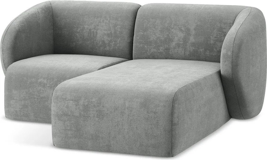 Colțar gri cu tapițerie din chenille (cu colț pe partea dreaptă/cu șezlong) Lani – Makamii