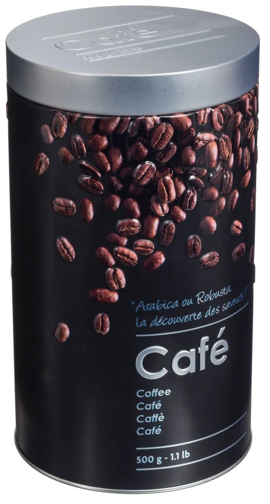 Cutie de cafea, 500 g, metalică, neagră