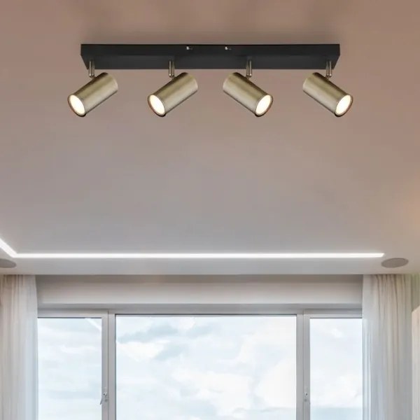 Spot ROBBY 4xGU10/35W/230V neagră/alamă Globo 57911-4M