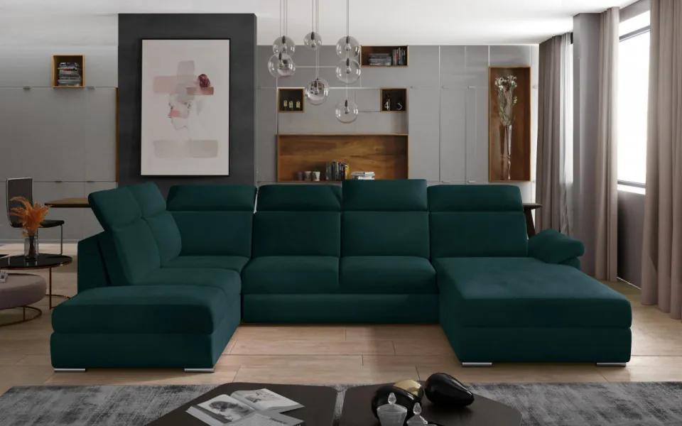 Canapea modulara extensibila cu spatiu pentru depozitare, 336x102x216 cm, Evanell R03, Eltap (Culoare: Verde inchis / Matt Velvet 75)