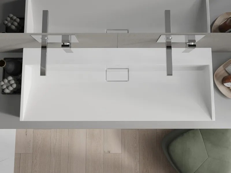 Mexen Ava chiuvetă de blat din conglomerat B/O 120 x 46 cm, albă - 23011200