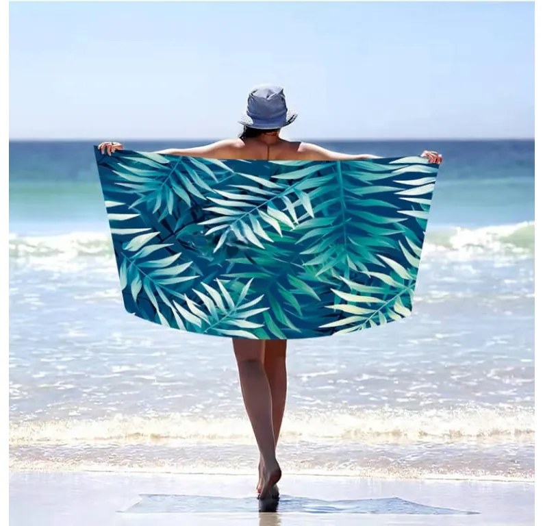 Set de plaja BORNEO – prosop 100×180 cm si poncho 80×145 cm, albastru inchis
