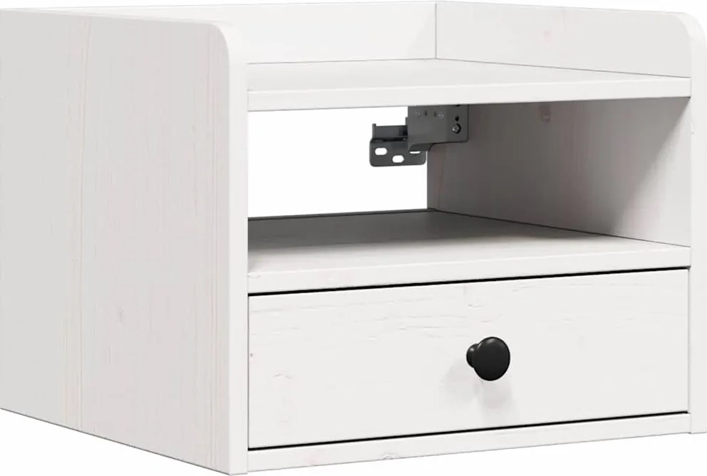 vidaXL Noptieră cu sertar Alb 38 x 36 x 29,5 cm Lemn masiv de pin