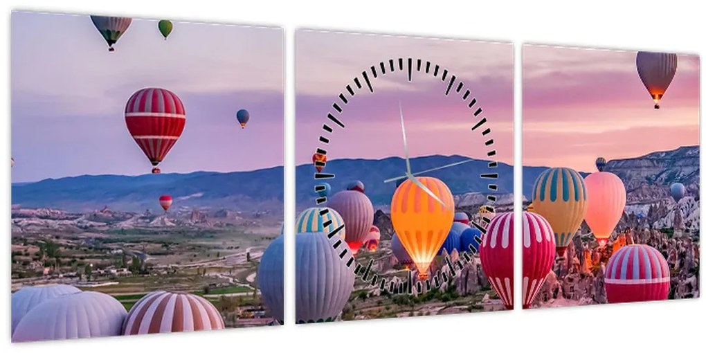 Tablou - Baloane cu aer cald (cu ceas) (90x30 cm)